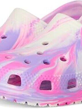 Crocs Kids Classic Watercolor Marbled Clog Unisex Slip-On Lightweight Comfort